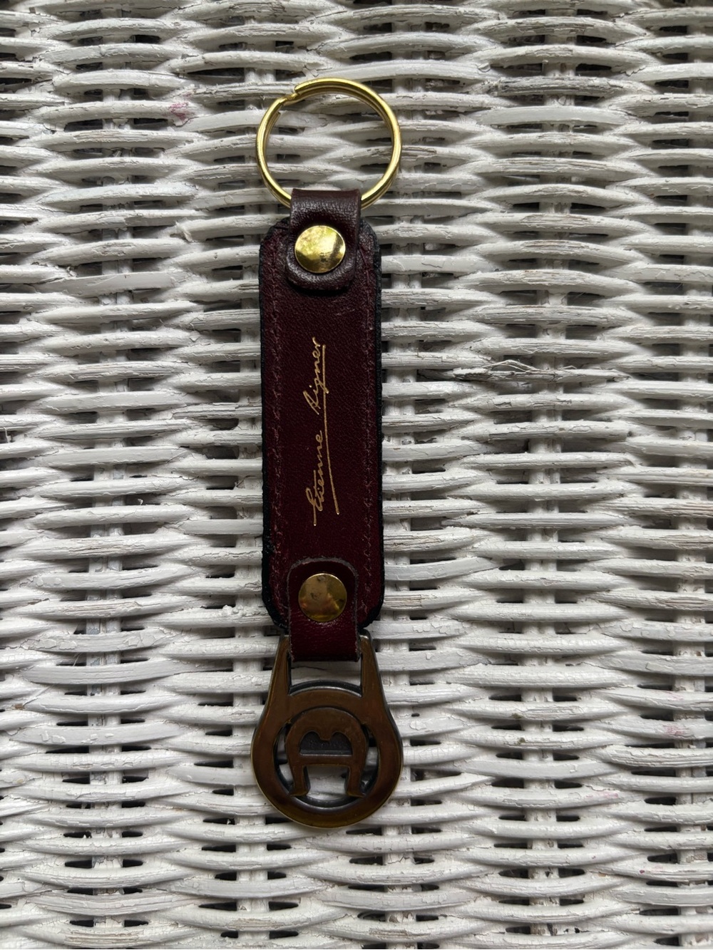 Etienne Aigner leather key ring with Gold Hardware Brand New Unused